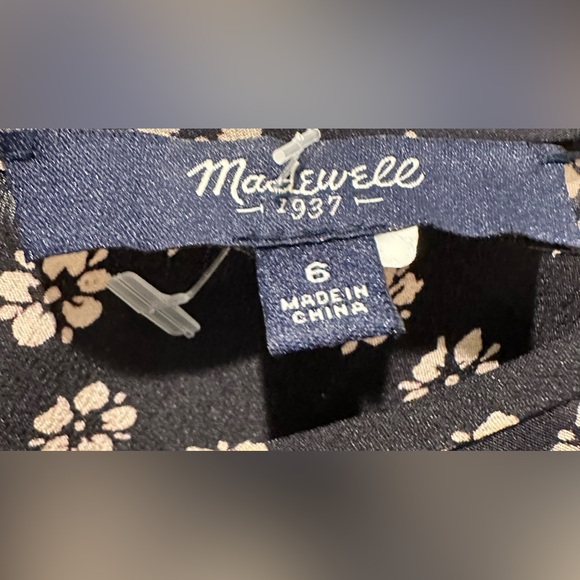 Madewell Madewell Dolman Sleeve Silk Stencil Blossom Hi-Low Mini Dress - Picture 6 of 8